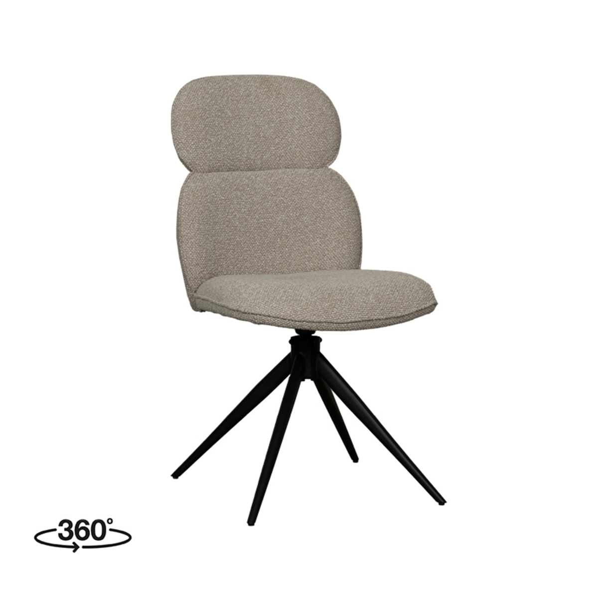 LABEL51 Eetkamerstoel Finn - Naturel - Boucle - Black Frame