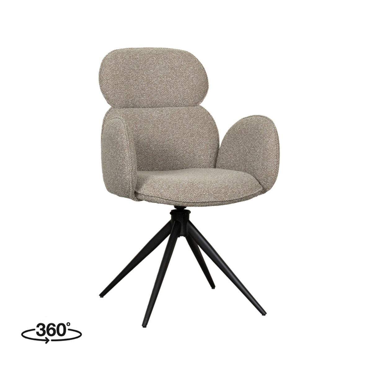 LABEL51 Eetkamerstoel Vidar - Naturel - Boucle - Black Frame