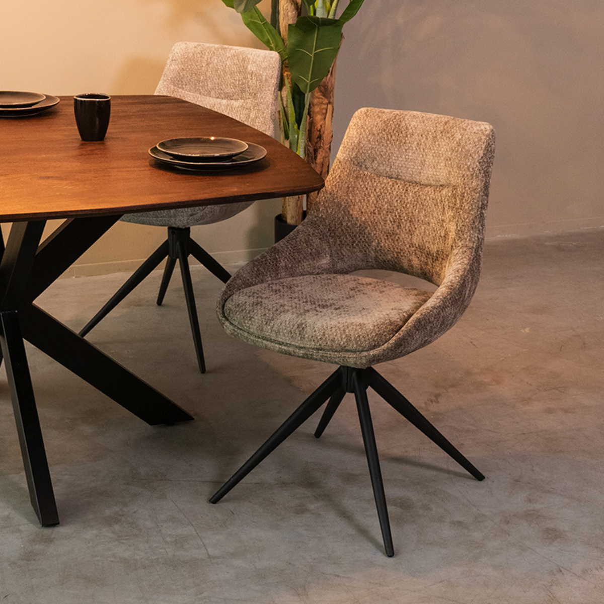 LABEL51 Eetkamerstoel Marlow - Hunter - Elite - Black Frame
