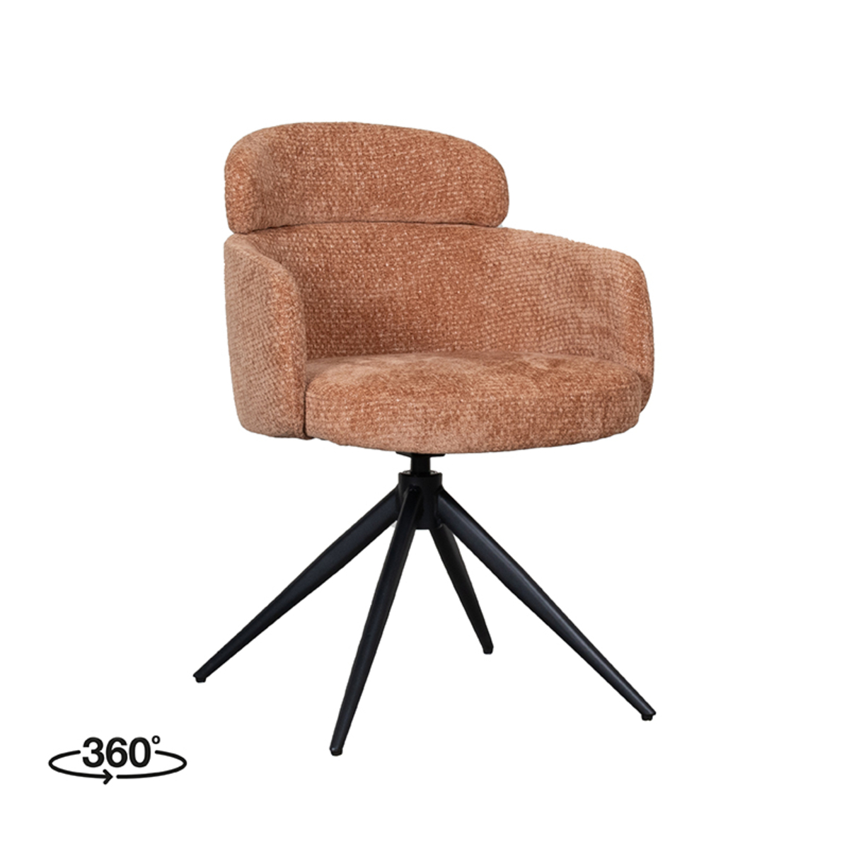 LABEL51 Eetkamerstoel Levi - Cognac - Elite - Black Frame