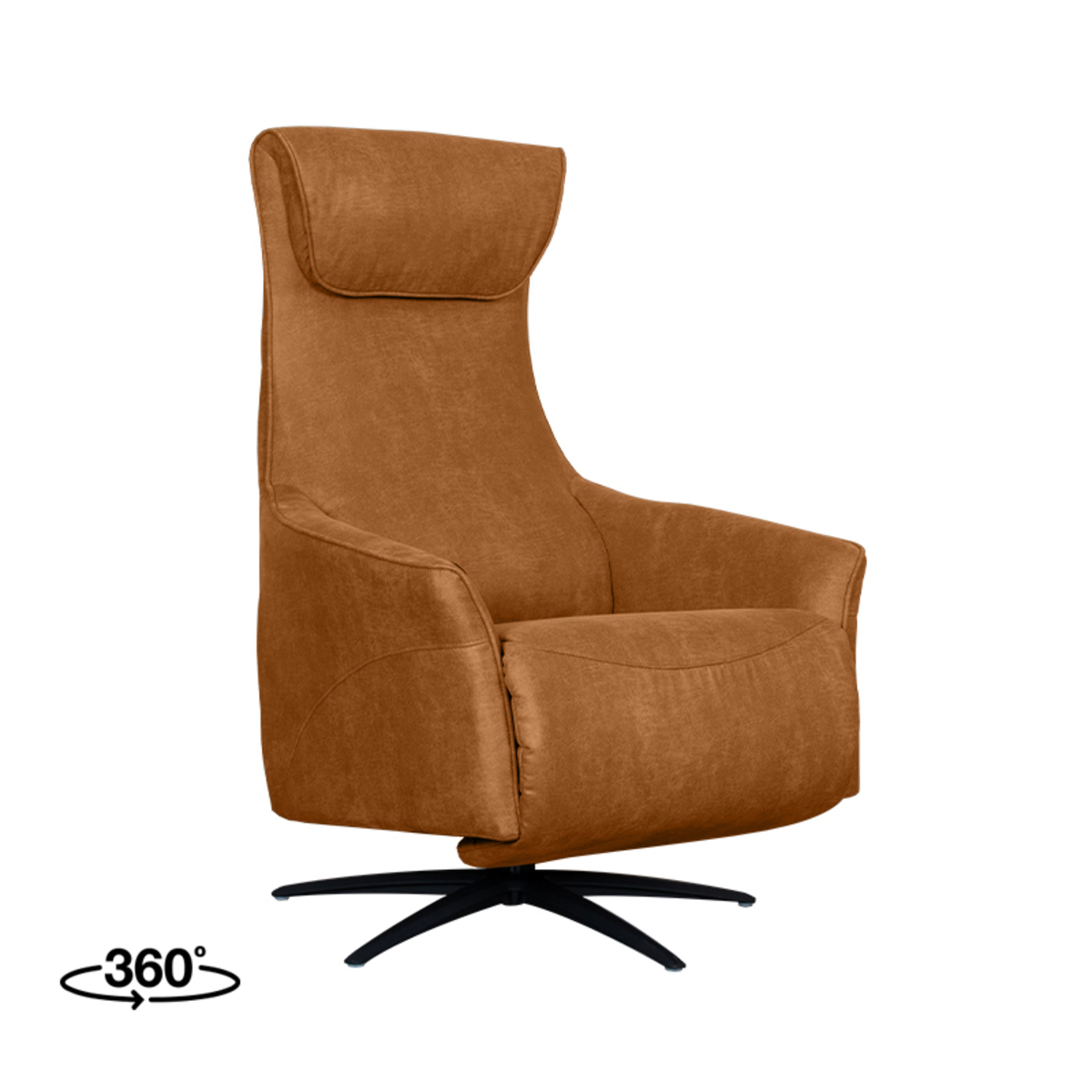 LABEL51 Fauteuil Lund - Cognac - Micro Suede - One Size