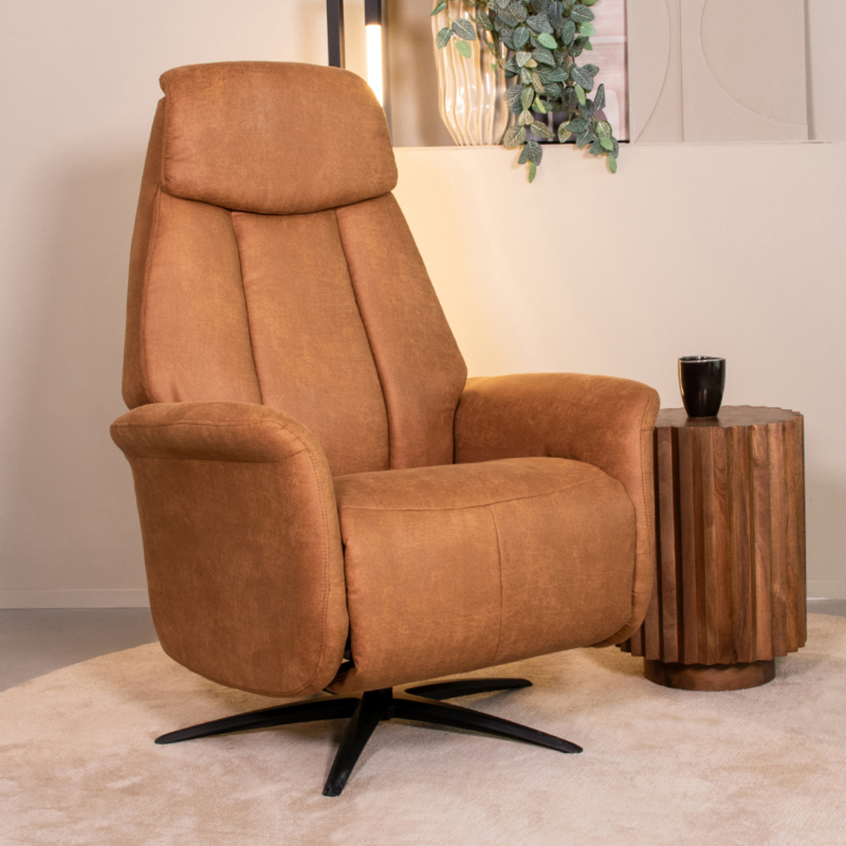 LABEL51 Fauteuil Oslo - Cognac - Micro Suede - One Size