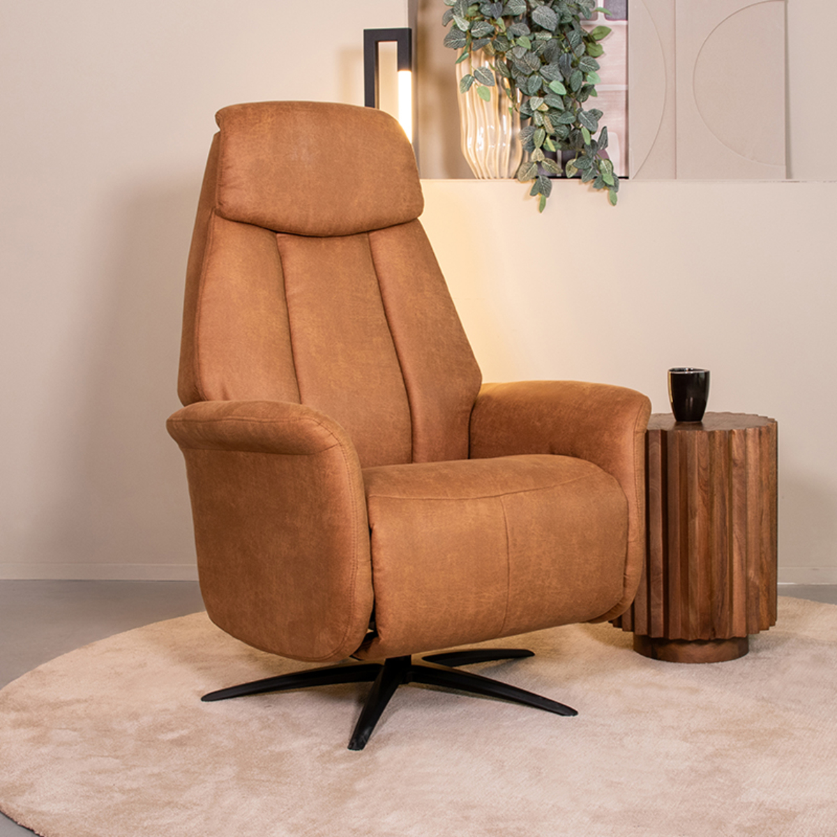 LABEL51 Fauteuil Oslo - Cognac - Micro Suede - One Size