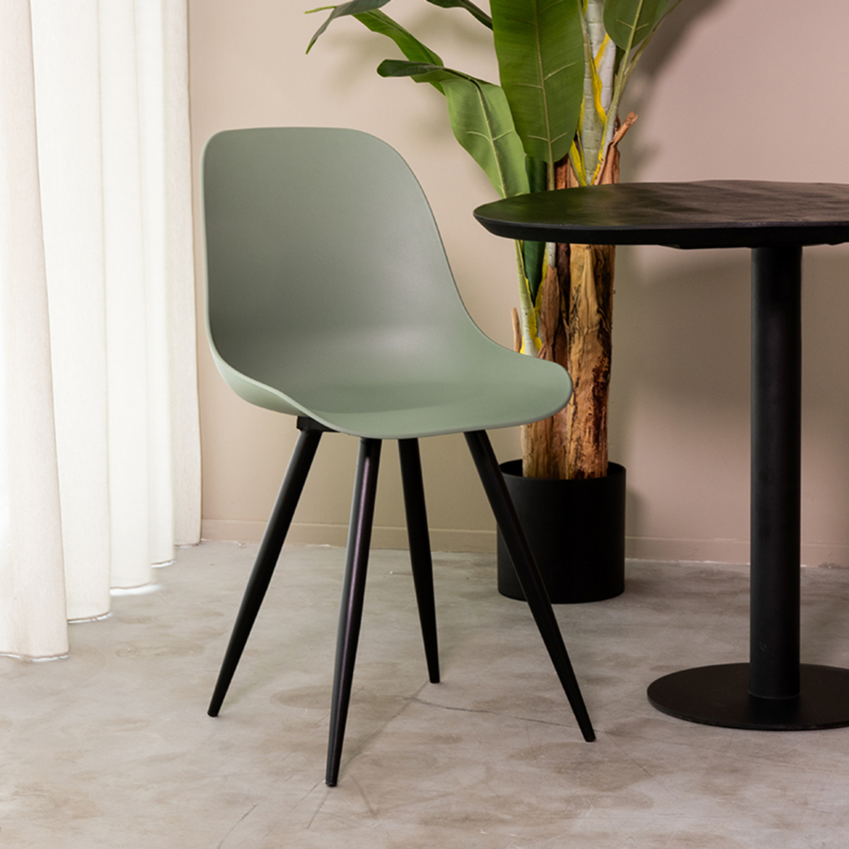 LABEL51 Eetkamerstoel Monza - Forest - Kunststof - Black Frame