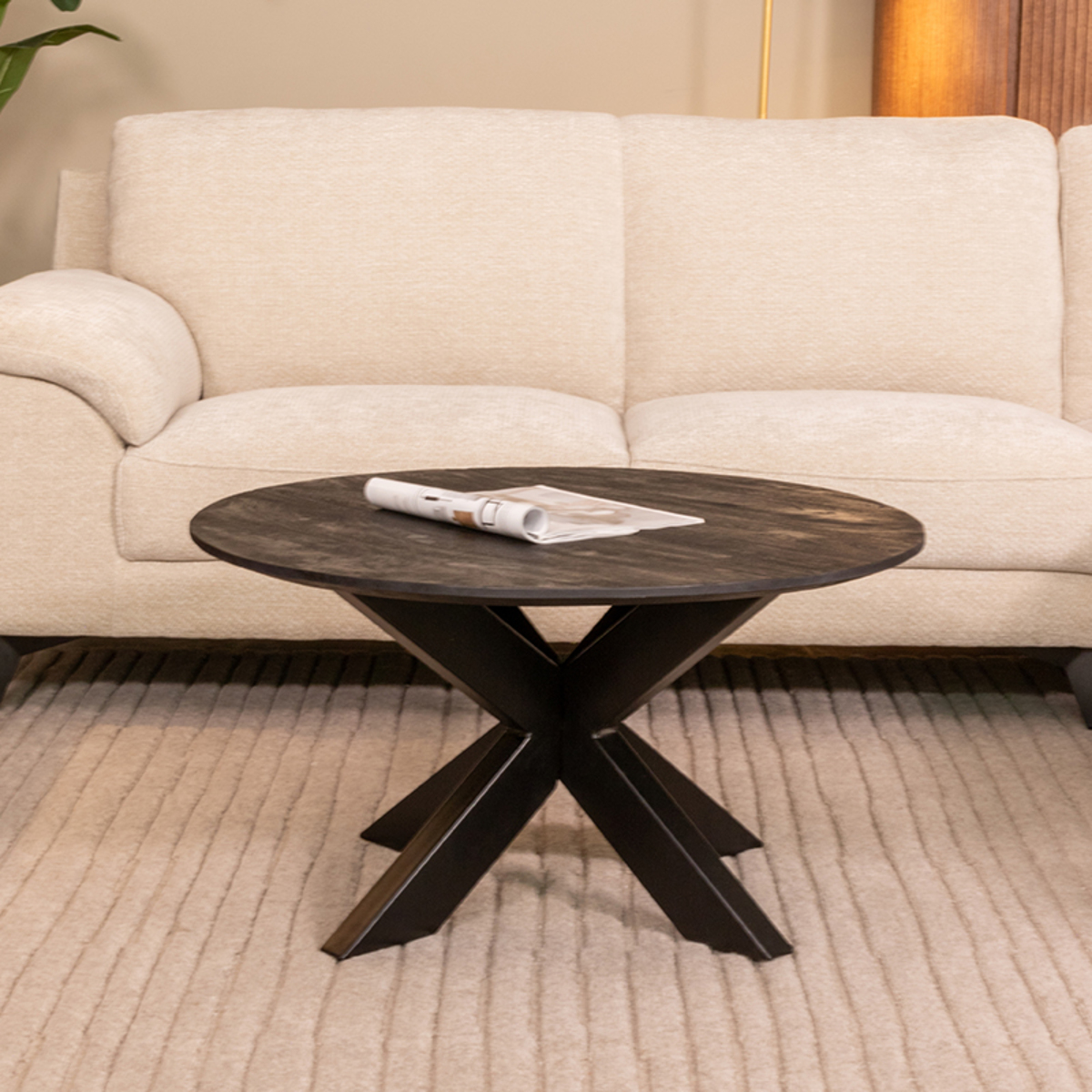 LABEL51 Salontafel Otis - Zwart - Mangohout - 80 cm - Rond