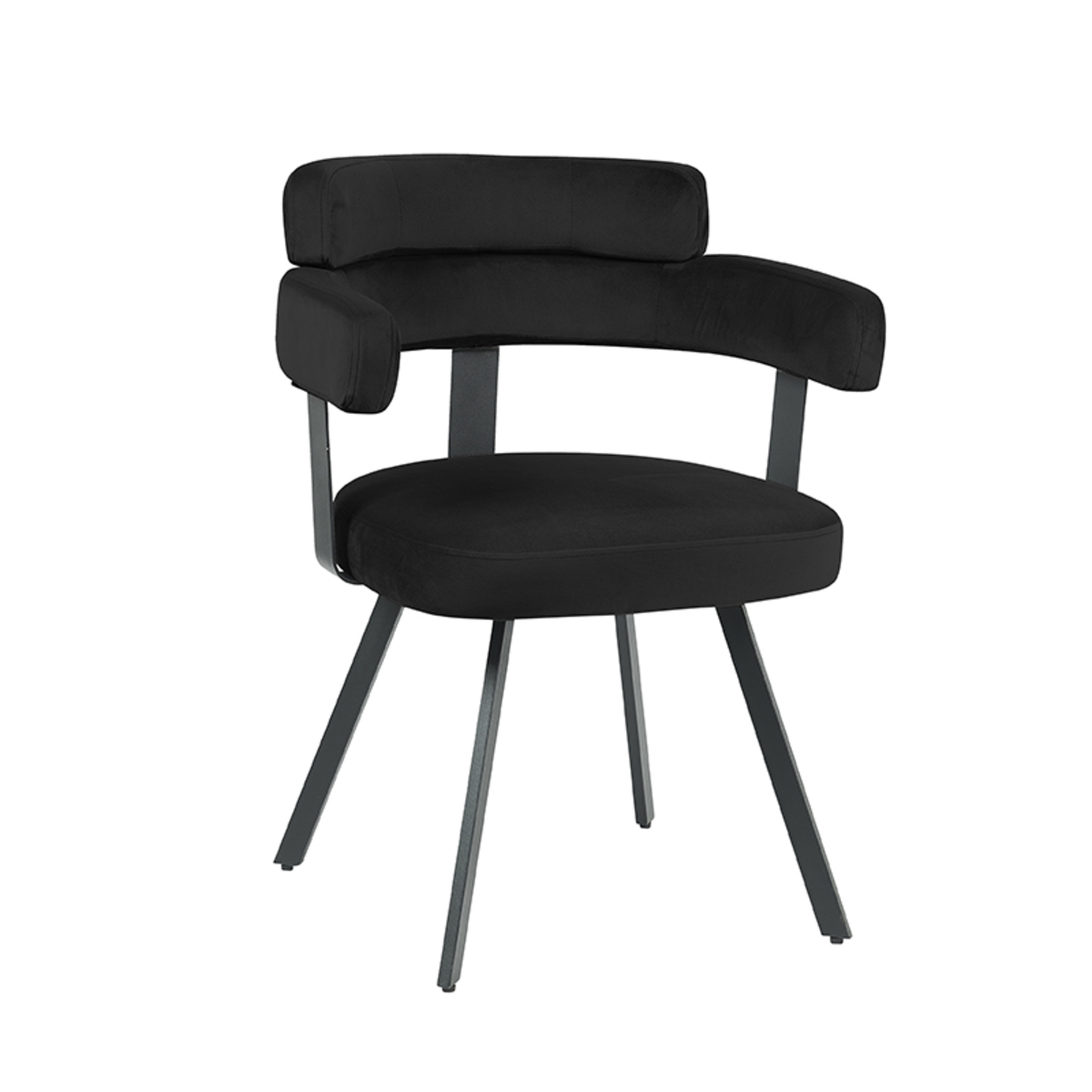 LABEL51 Eetkamerstoel Bardio - Zwart - Fluweel - Black Frame