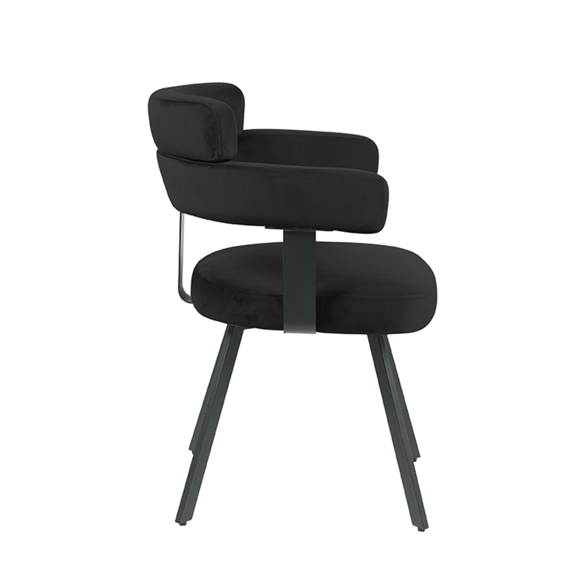 LABEL51 Eetkamerstoel Bardio - Zwart - Fluweel - Black Frame