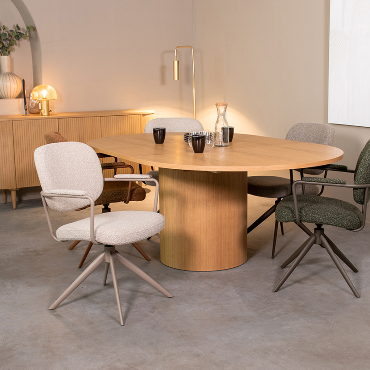 LABEL51 Eetkamertafel Oliva - Naturel - Eiken - 150-200 cm - Uitschuifbaar