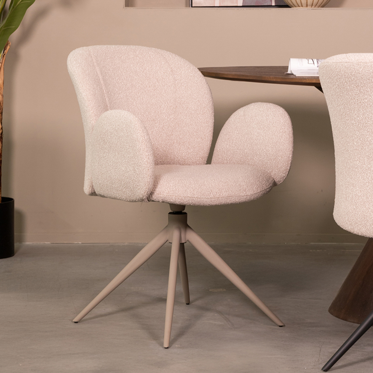 LABEL51 Eetkamerstoel Kimball - Naturel - Boucle - Taupe Frame