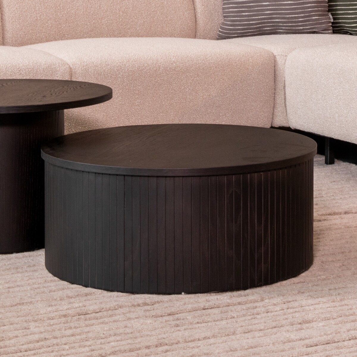 LABEL51 Salontafel Oliva - Zwart - Eiken - 70 cm - Rond