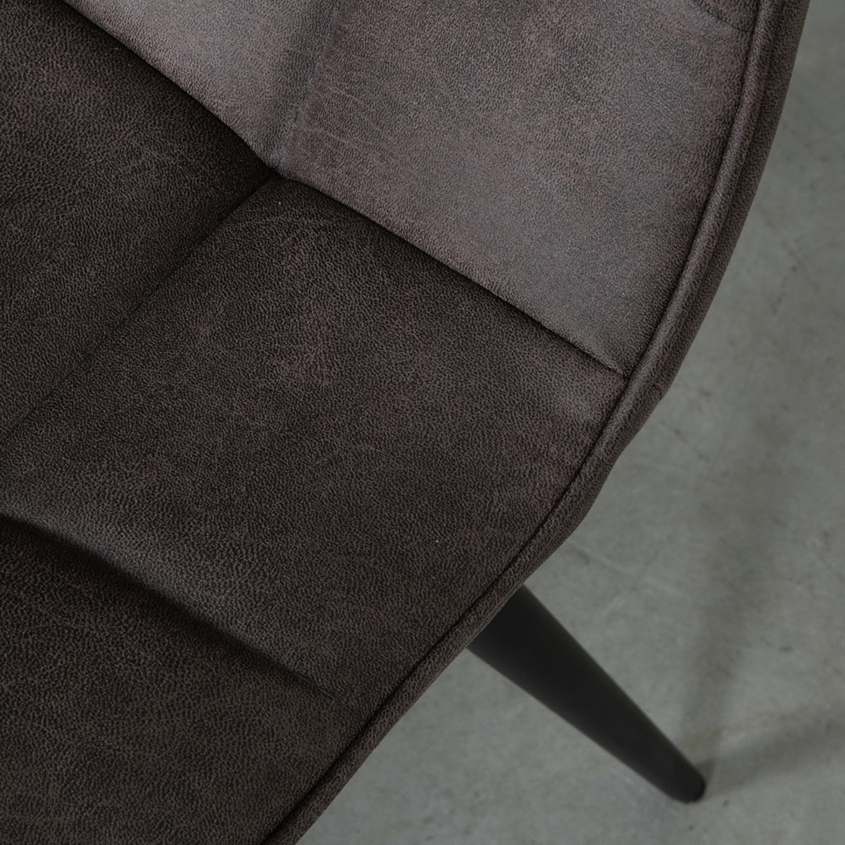 LABEL51 Eetkamerstoel Bistro - Antraciet - Micro Suede - Black Frame