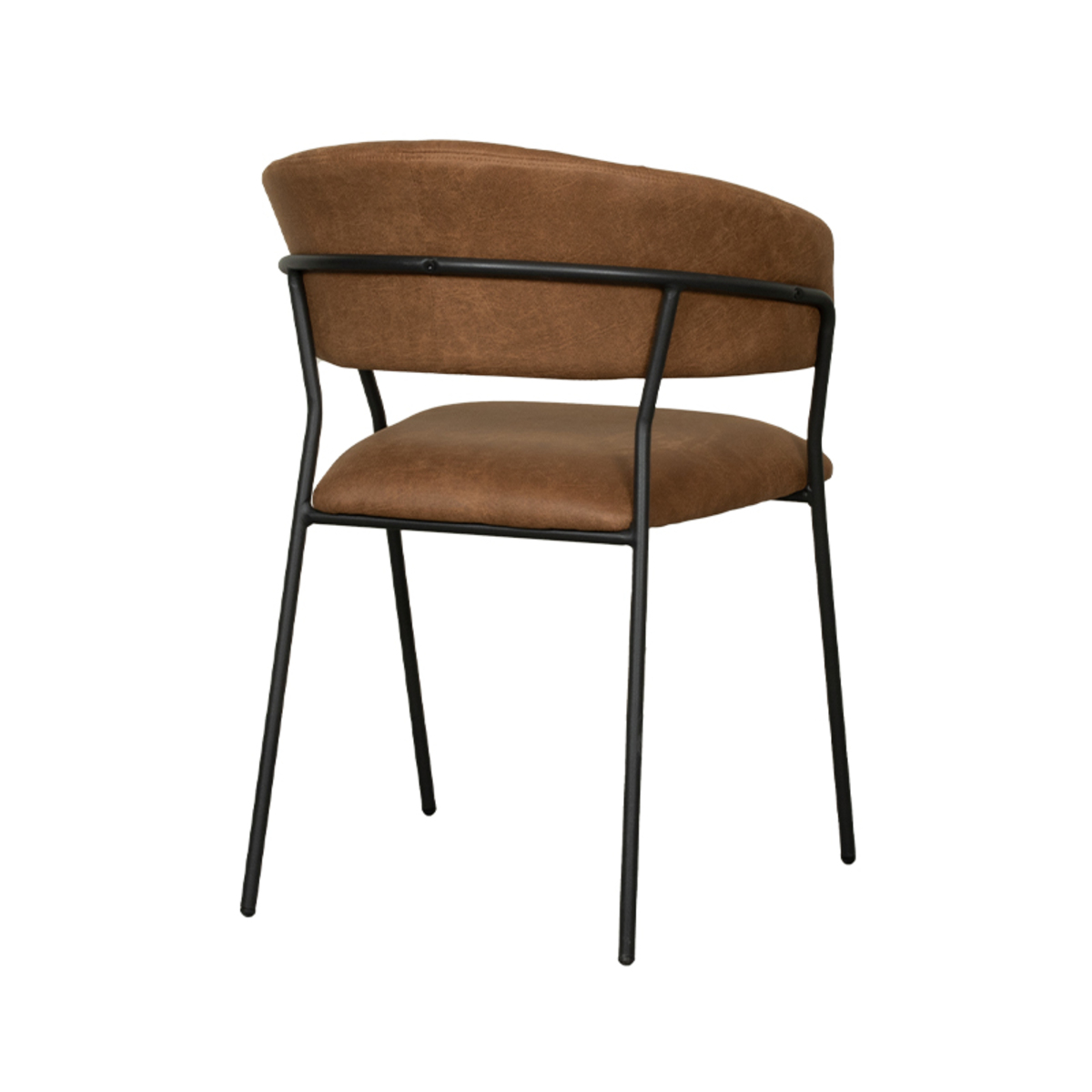 LABEL51 Eetkamerstoel Luuk - Cognac - Micro Suede - Black Frame
