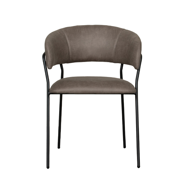 LABEL51 Eetkamerstoel Luuk - Taupe - Micro Suede - Black Frame