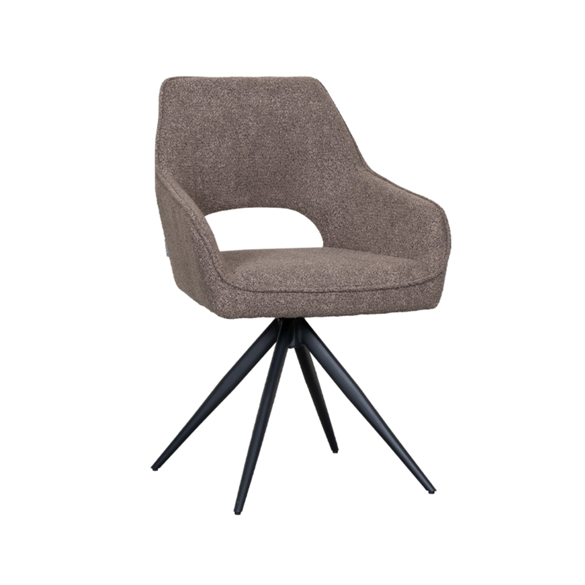 LABEL51 Eetkamerstoel Finley - Bruin - Boucle - Black Frame