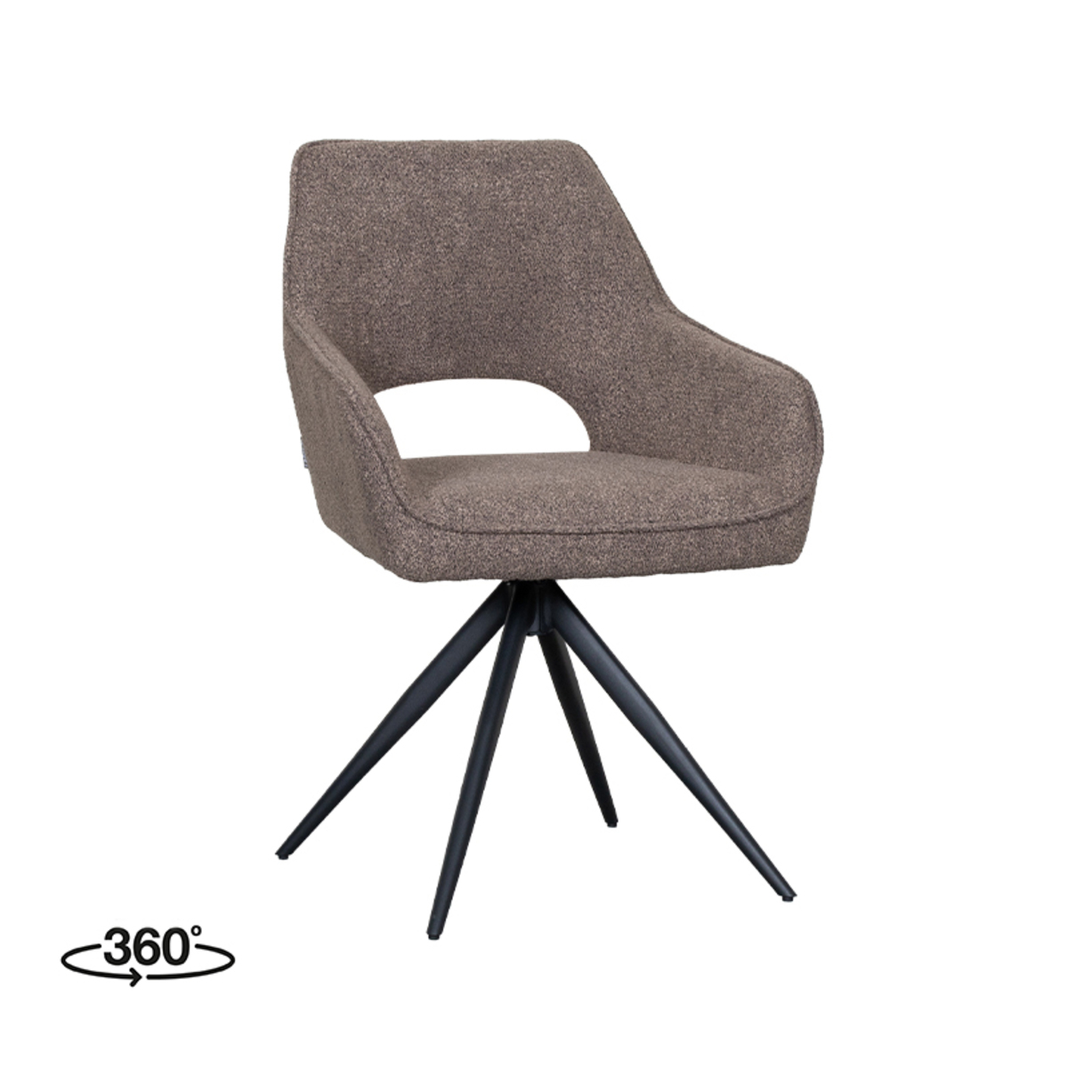 LABEL51 Eetkamerstoel Finley - Bruin - Boucle - Black Frame