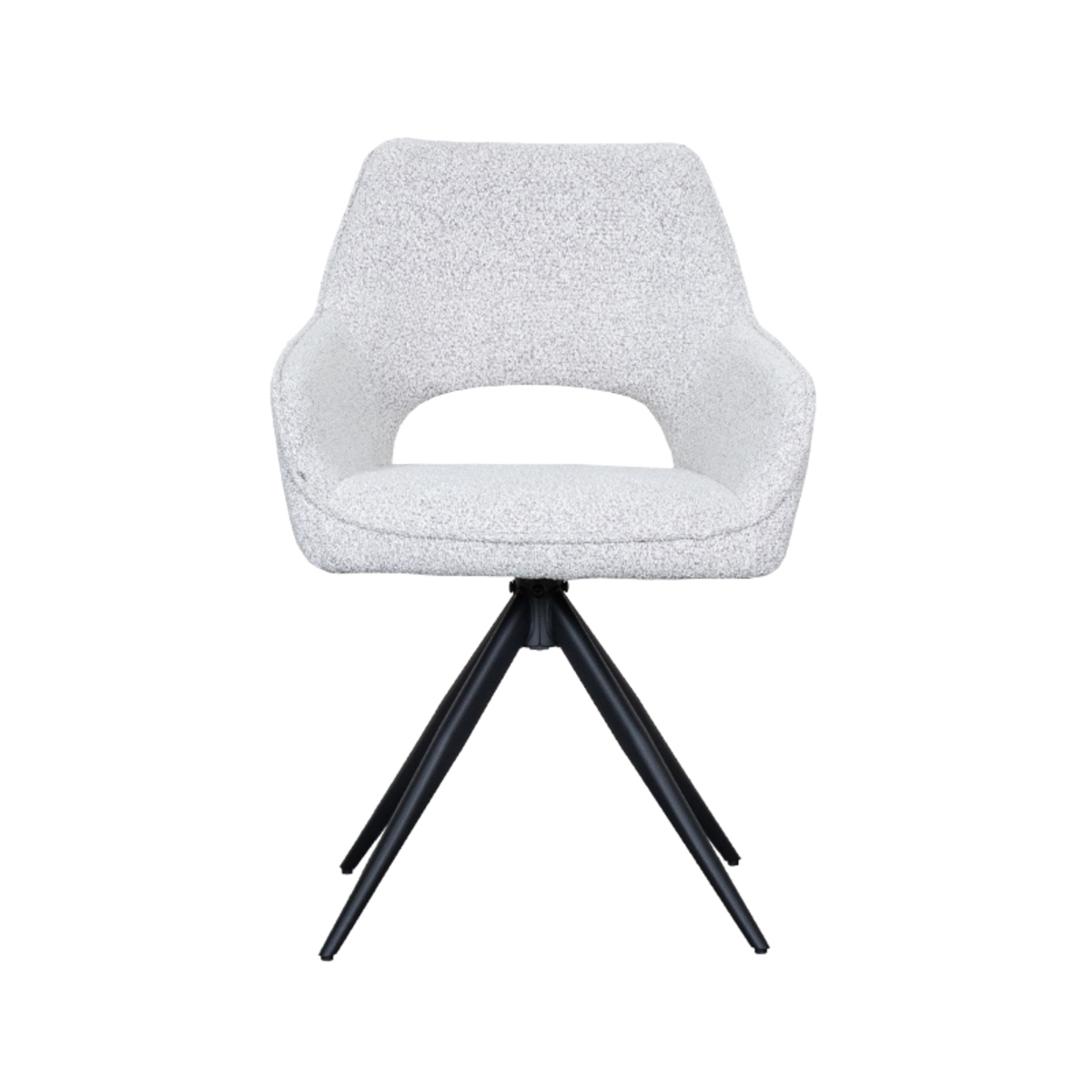 LABEL51 Eetkamerstoel Finley - Wit - Boucle - Black Frame