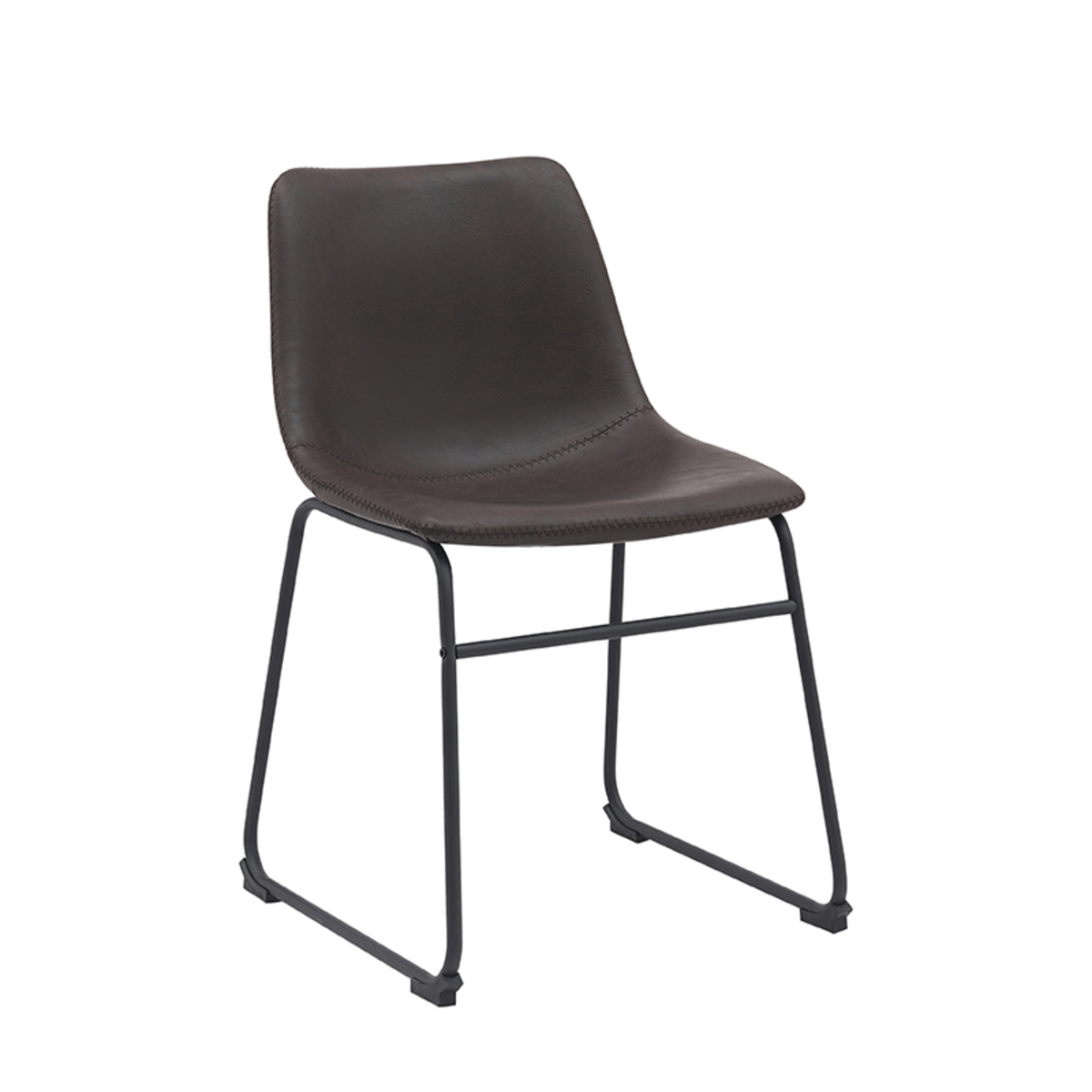 LABEL51 Eetkamerstoel Risto - Donkerbruin - PU-Leder - Black Frame