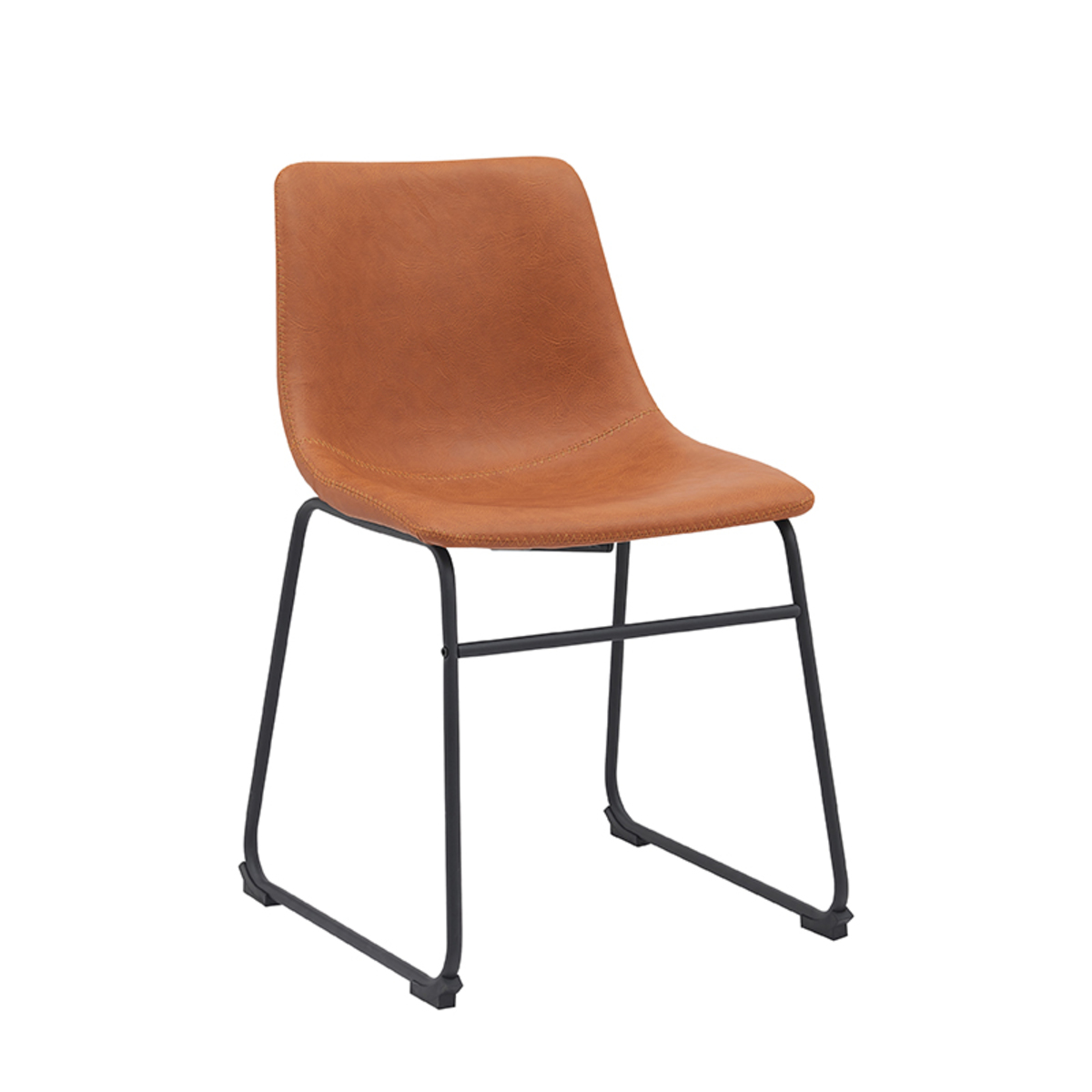 LABEL51 Eetkamerstoel Risto - Cognac - PU-Leder - Black Frame