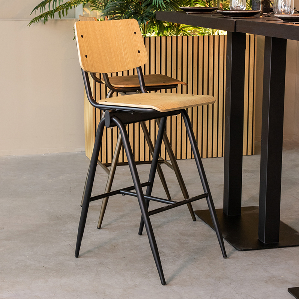 LABEL51 Barkruk Solid - Naturel - Hout - Zithoogte 86