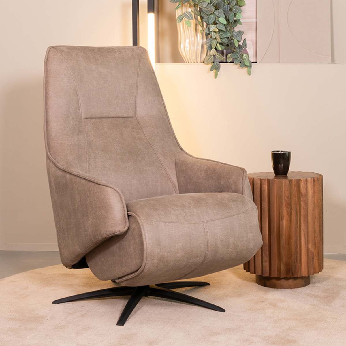 LABEL51 Fauteuil Odense - Taupe - Micro Suede - One Size