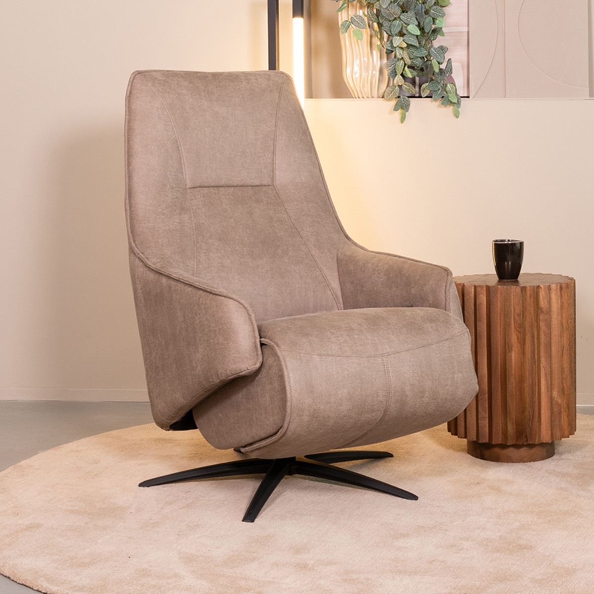 LABEL51 Fauteuil Odense - Taupe - Micro Suede - One Size