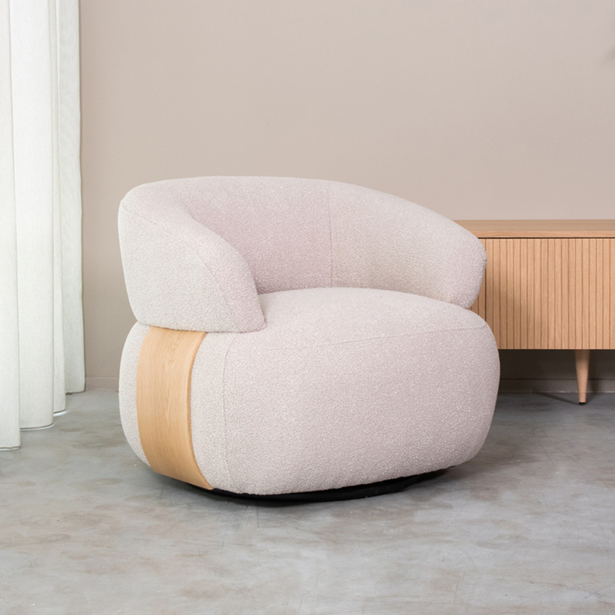 LABEL51 Fauteuil Valenza - Naturel - Boucle - Naturel Eiken