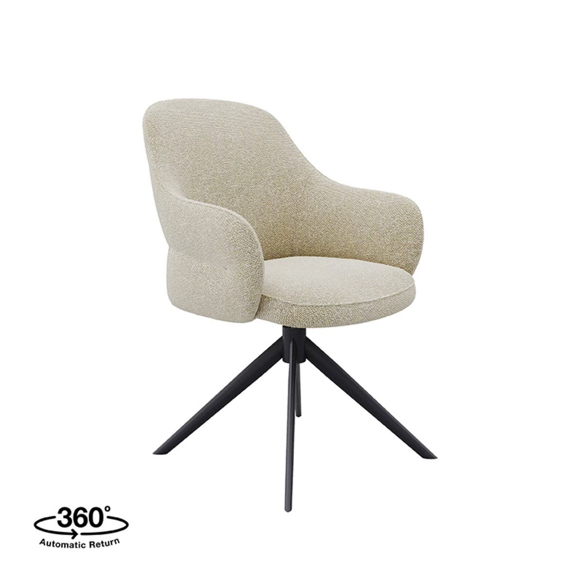 LABEL51 Eetkamerstoel Bern - Naturel - Boucle - Black Frame