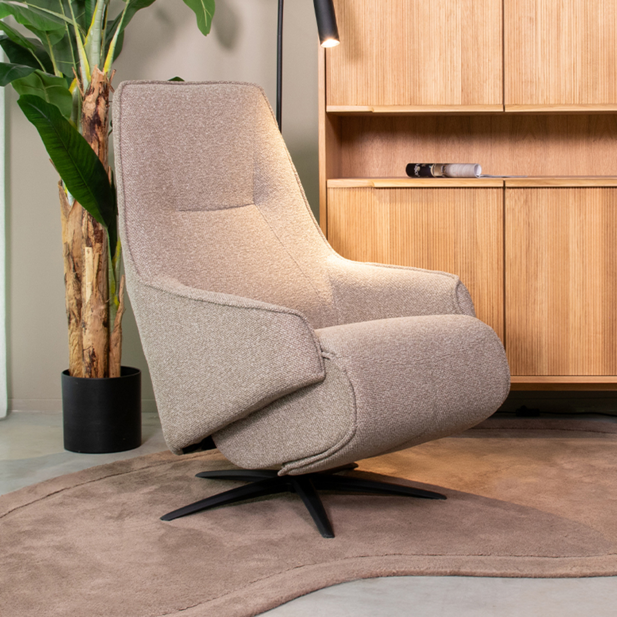 LABEL51 Fauteuil Odense - Truffel grijs - Boucle - One Size