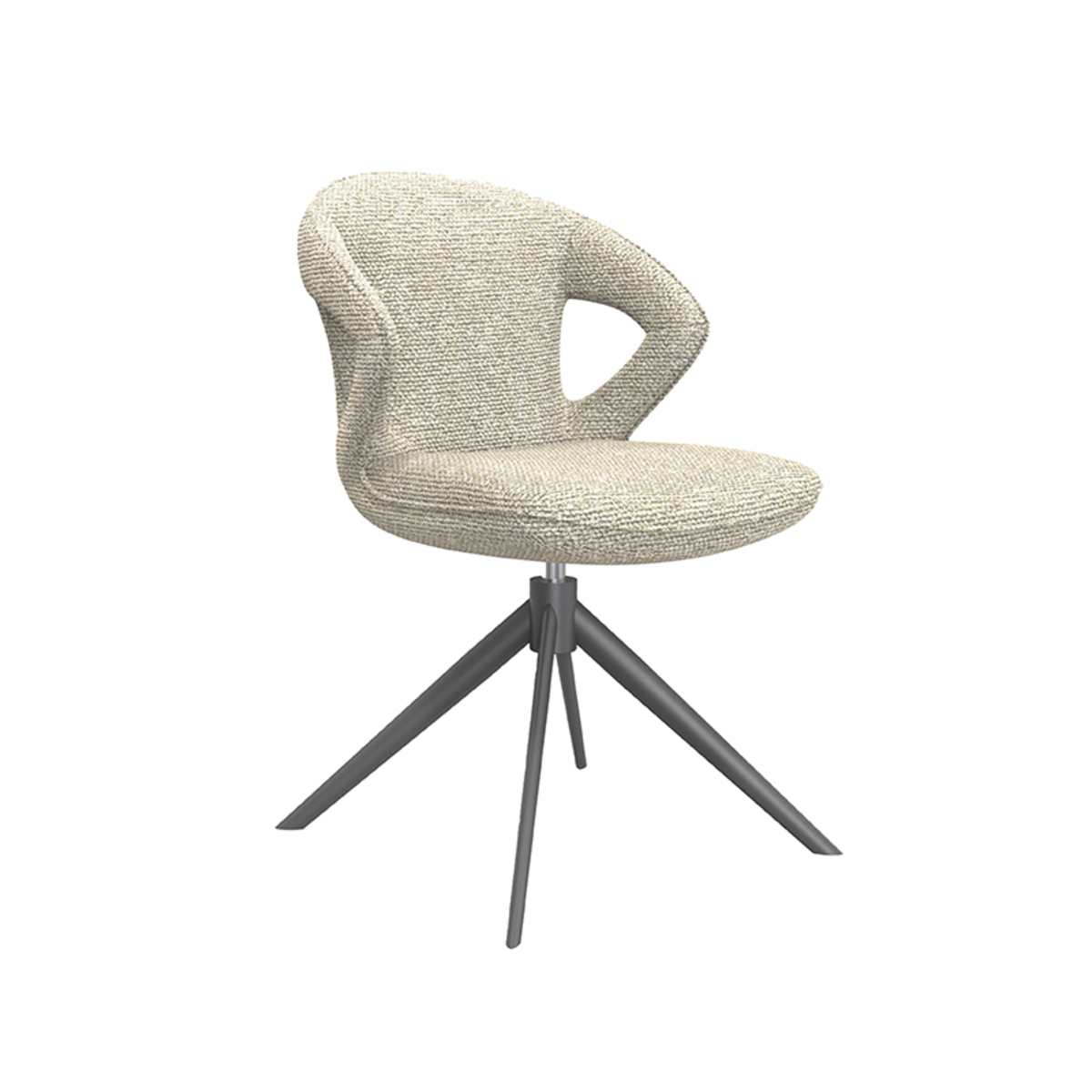 LABEL51 Eetkamerstoel Zurich - Naturel - Boucle - Black Frame