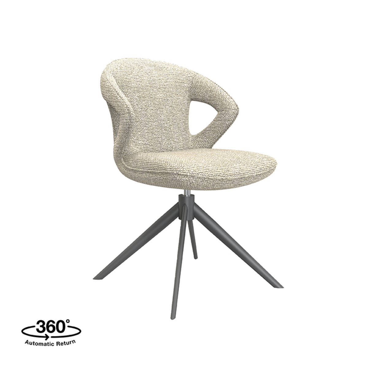 LABEL51 Eetkamerstoel Zurich - Naturel - Boucle - Black Frame