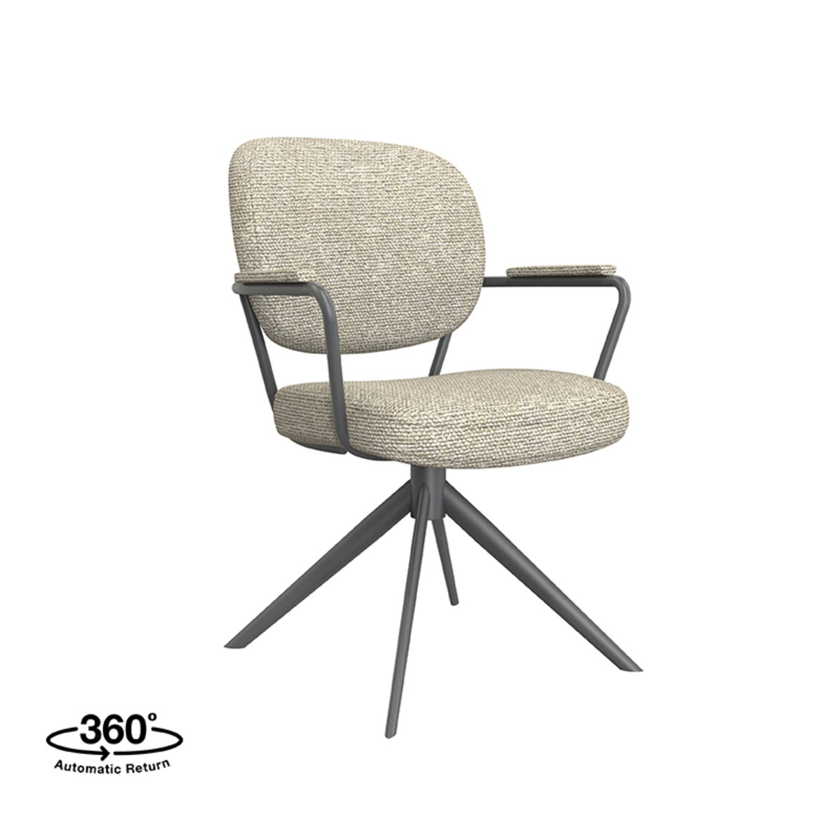 LABEL51 Eetkamerstoel Basel - Naturel - Boucle - Black Frame