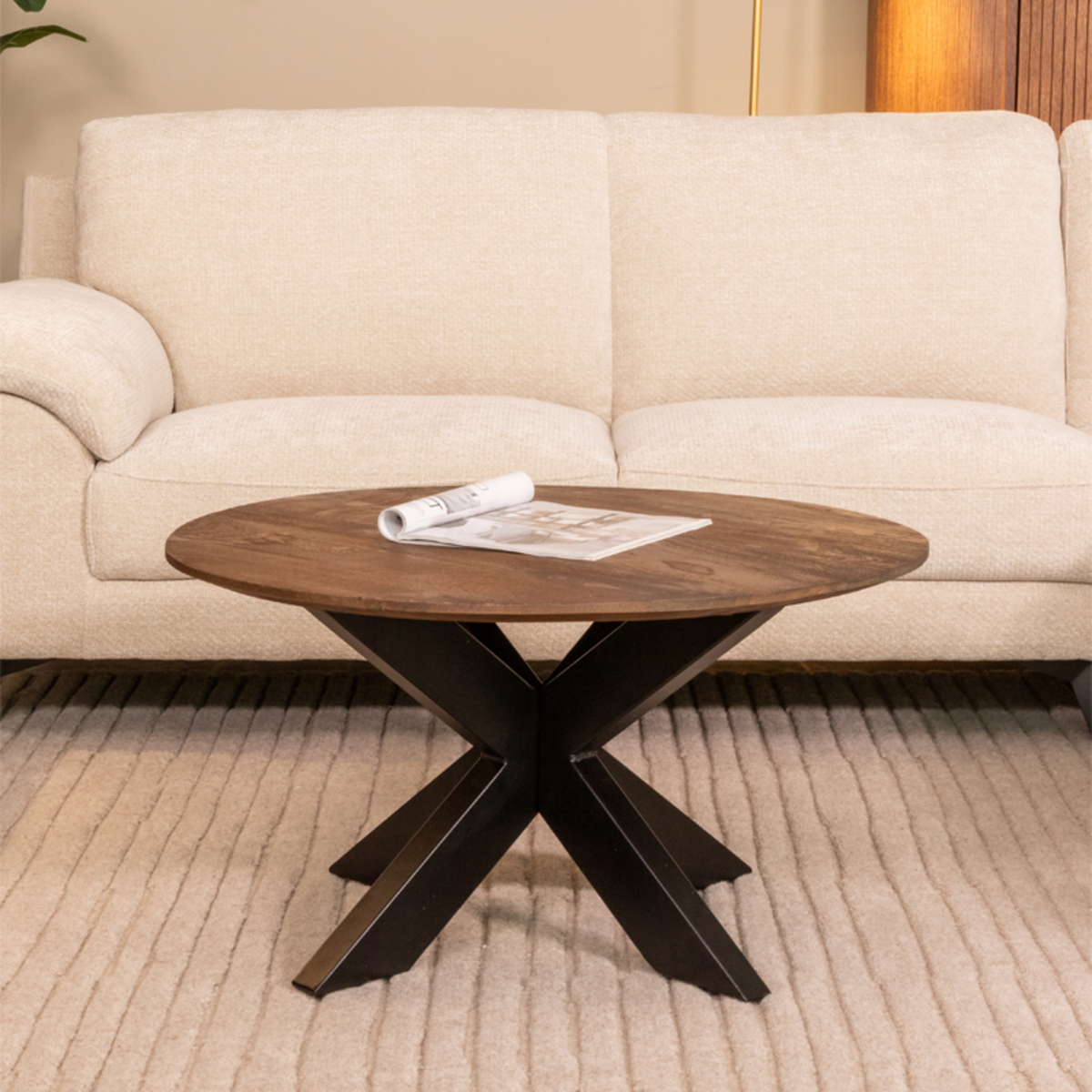LABEL51 Salontafel Otis - Espresso - Mangohout - 80 cm - Rond