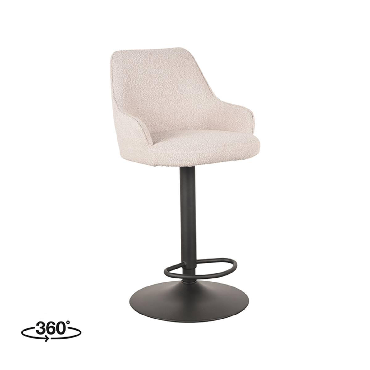 LABEL51 Barkruk Fender - Naturel - Boucle - Zithoogte 64-84