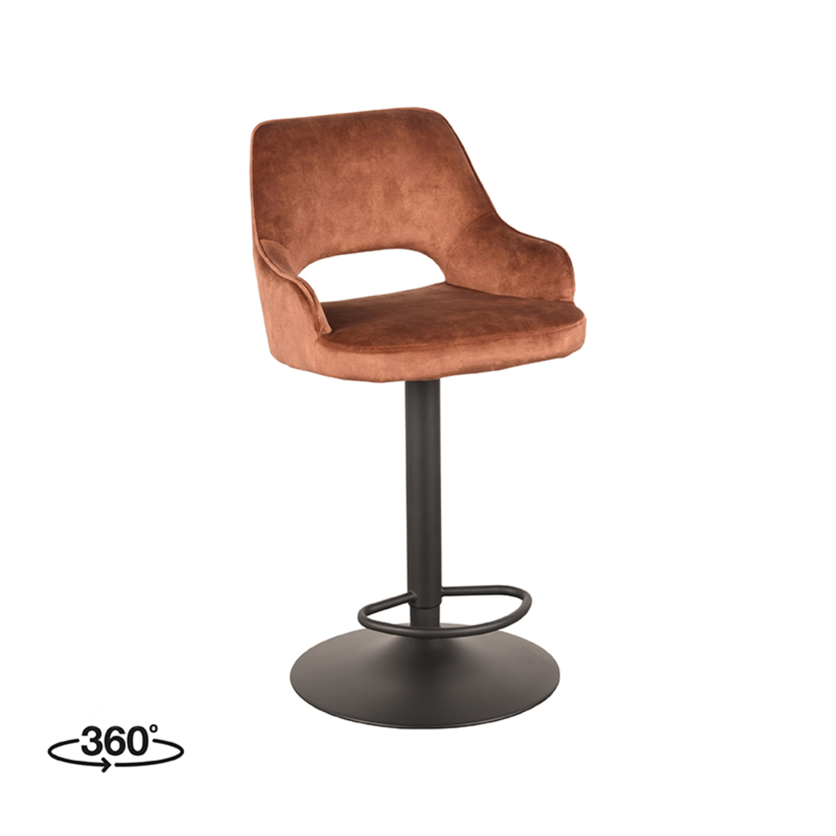 LABEL51 Barkruk Fer - Rust - Velours - Zithoogte 64-84
