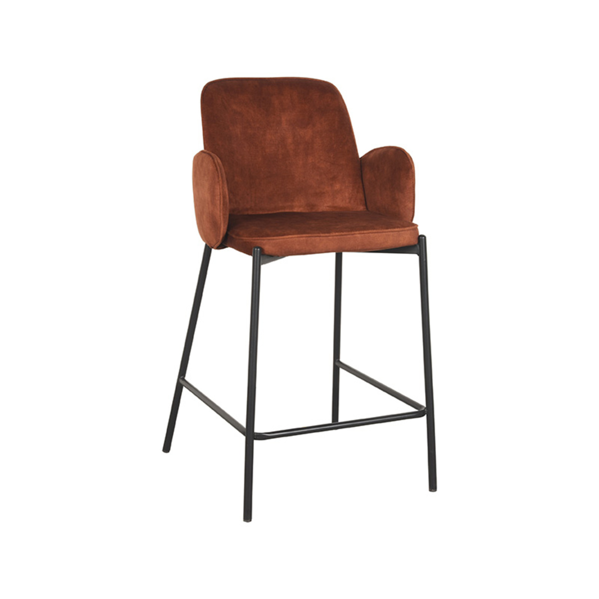 D-MAXX Barkruk Jari - Rust - Velours - Zithoogte 65