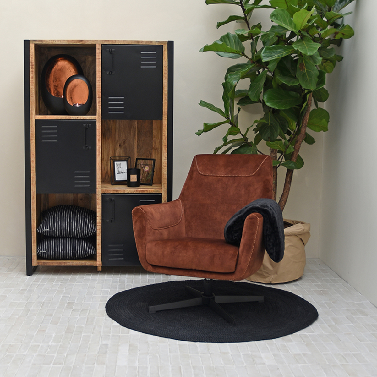 LABEL51 Fauteuil Toby - Rust - Velours - One Size