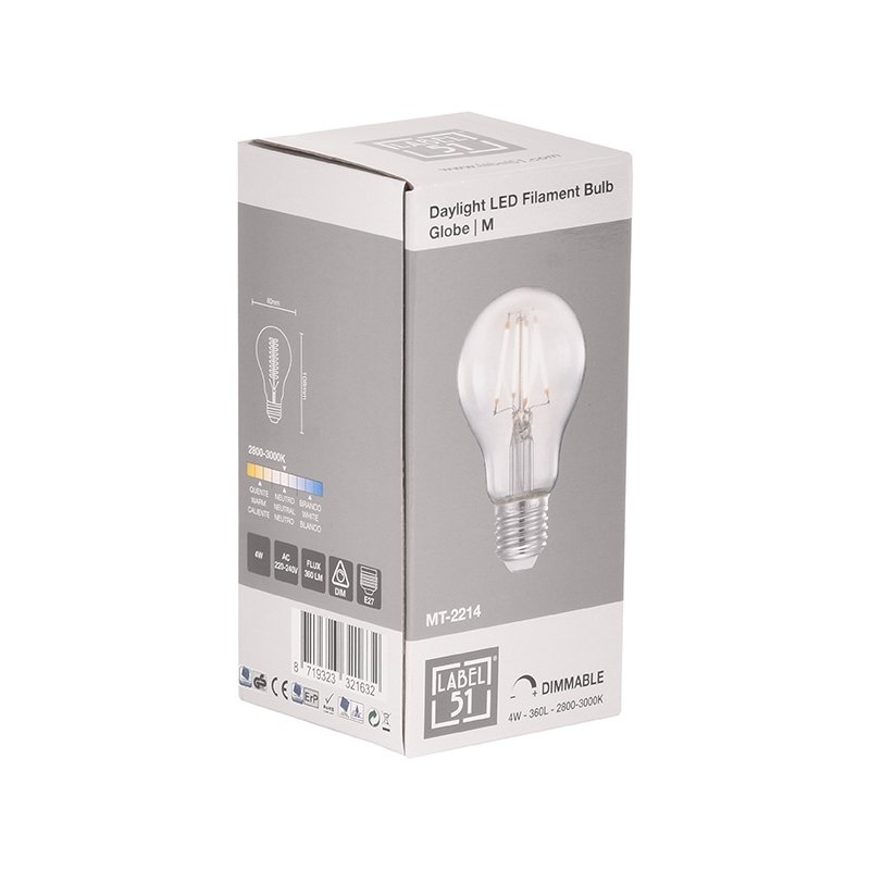 LABEL51 Lichtbron Kooldraadlamp - Glas - Bol M