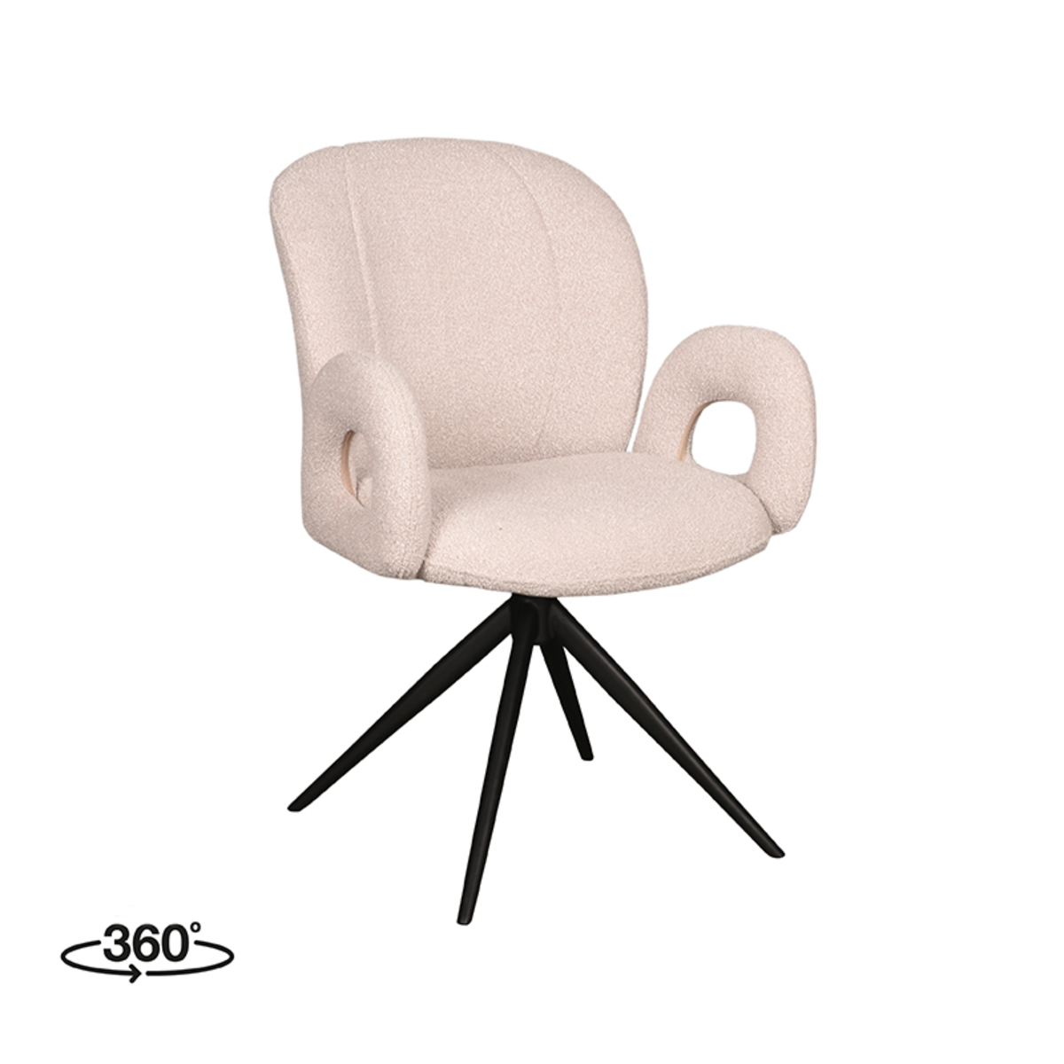 LABEL51 Eetkamerstoel Neo - Naturel - Boucle - Black Frame