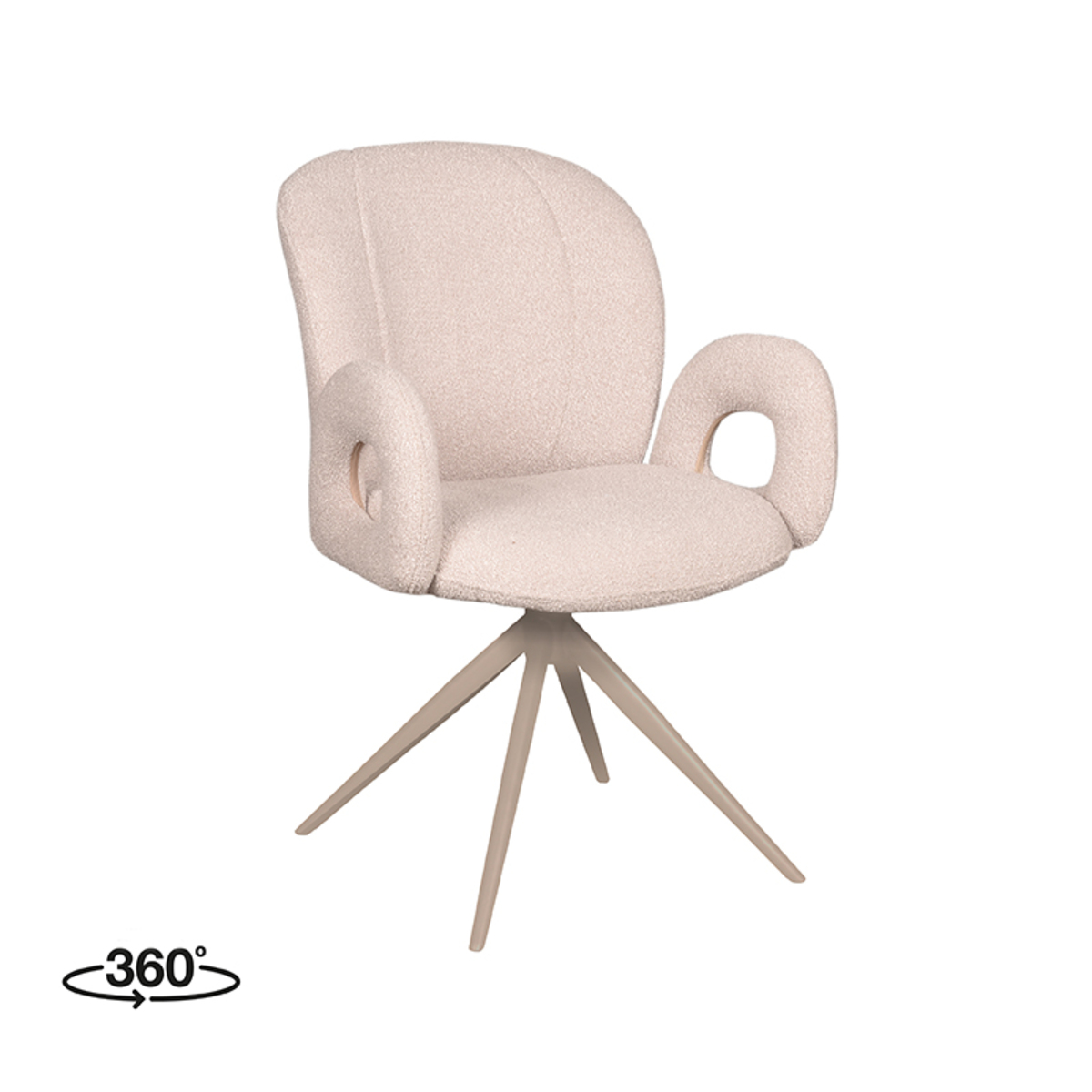 LABEL51 Eetkamerstoel Neo - Naturel - Boucle - Taupe Frame