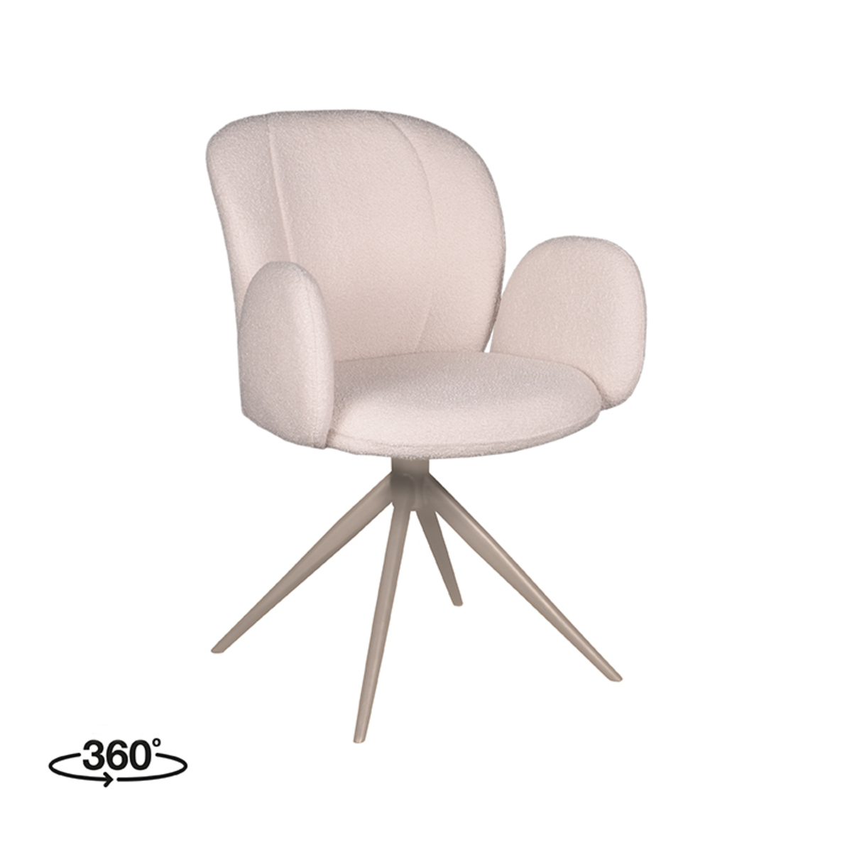 LABEL51 Eetkamerstoel Kimball - Naturel - Boucle - Taupe Frame