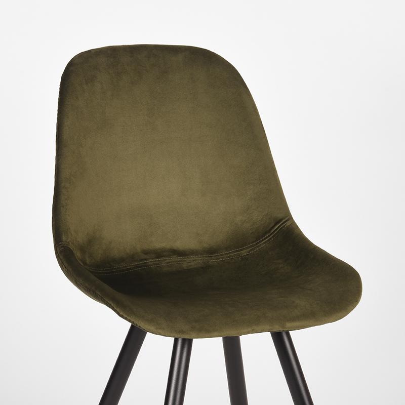 LABEL51 Eetkamerstoel Capri - Army green - Fluweel - Black Frame
