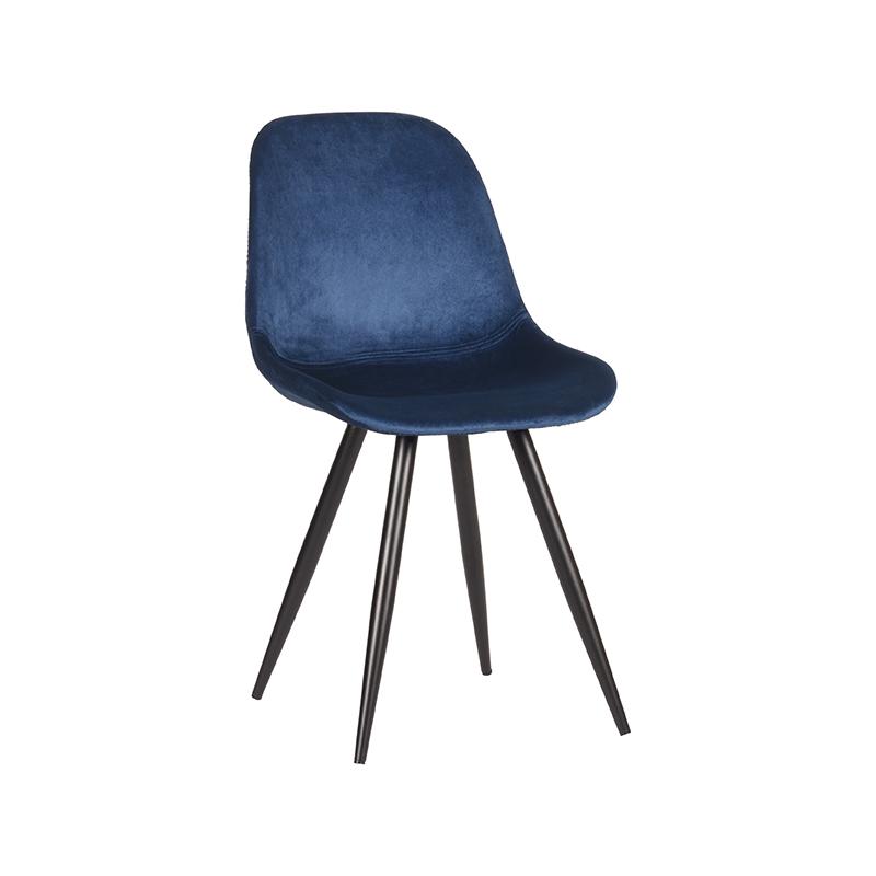 LABEL51 Eetkamerstoel Capri - Blauw - Fluweel - Black Frame