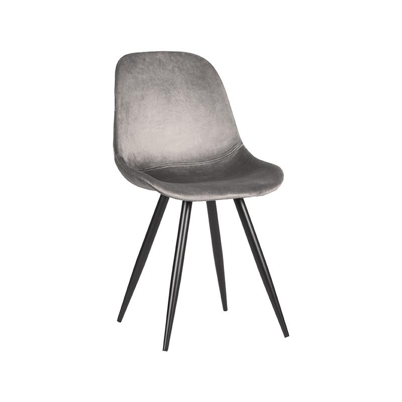 LABEL51 Eetkamerstoel Capri - Grijs - Fluweel - Black Frame