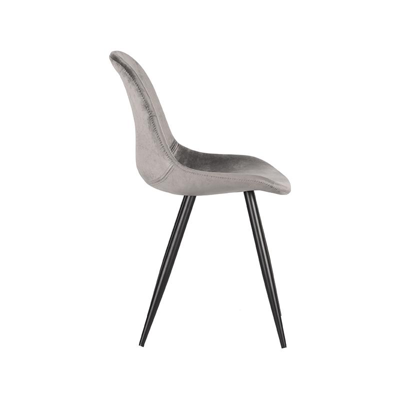 LABEL51 Eetkamerstoel Capri - Grijs - Fluweel - Black Frame
