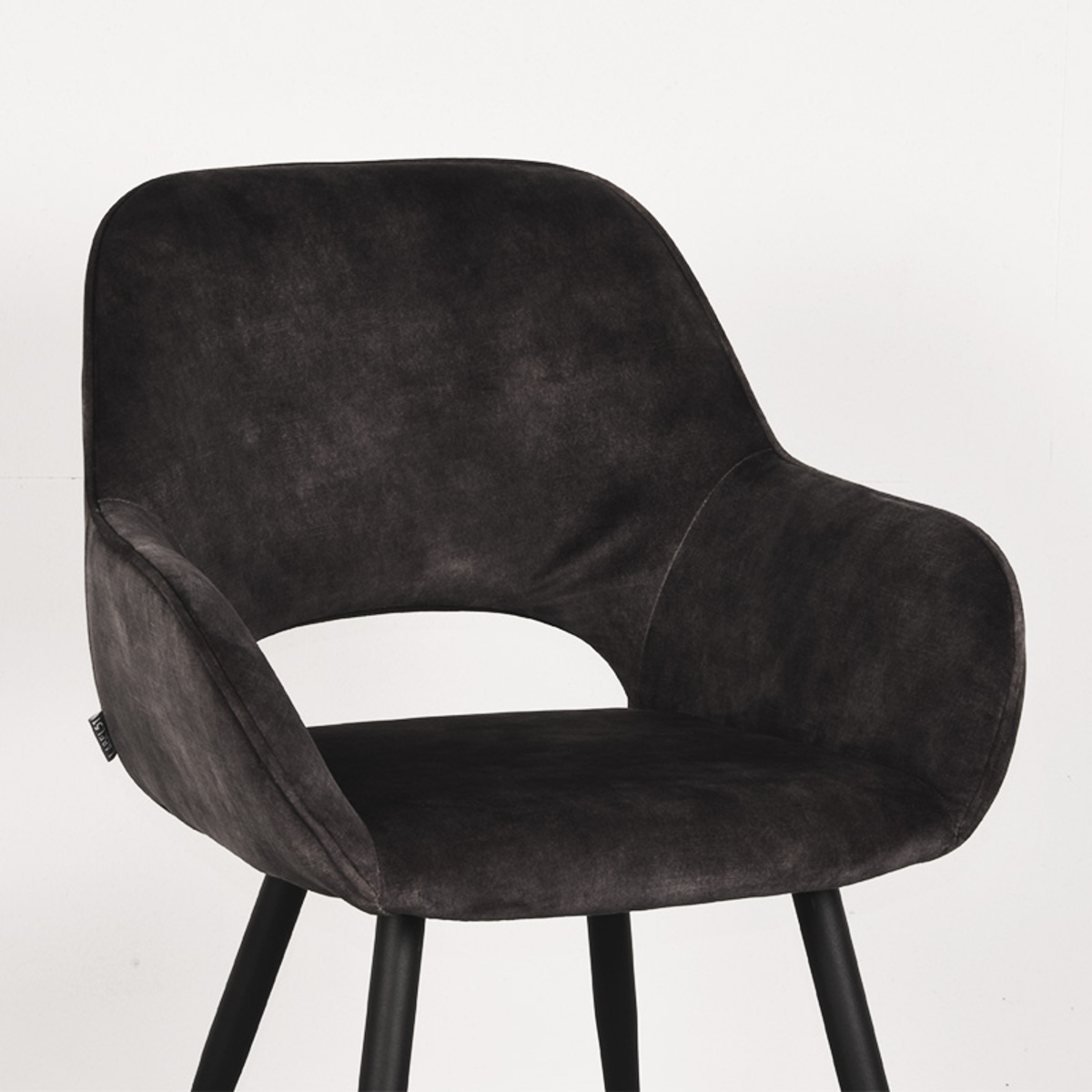 LABEL51 Eetkamerstoel Fer - Antraciet - Velours - Black Frame