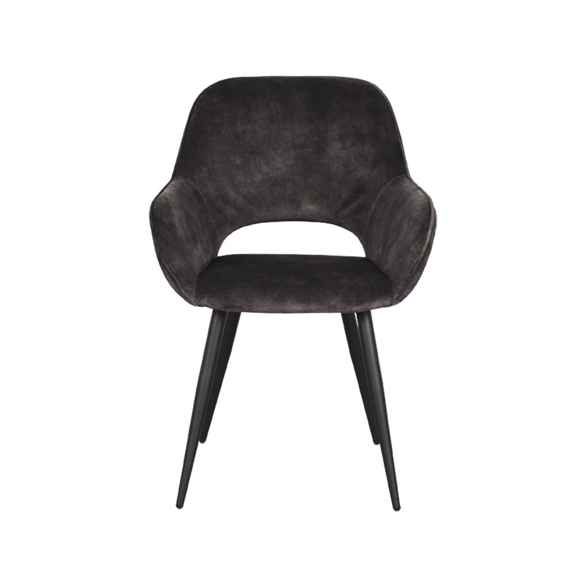 LABEL51 Eetkamerstoel Fer - Antraciet - Velours - Black Frame