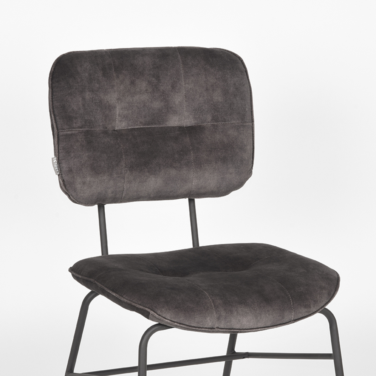LABEL51 Eetkamerstoel Dez - Antraciet - Velours - Black Frame