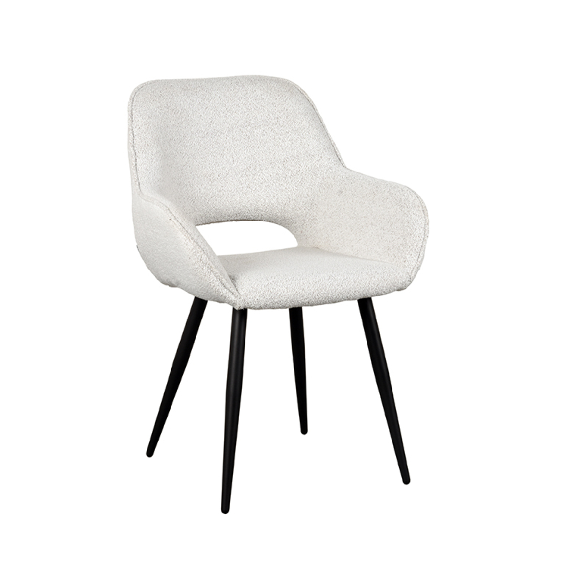 LABEL51 Eetkamerstoel Fer - Wit - Boucle - Black Frame