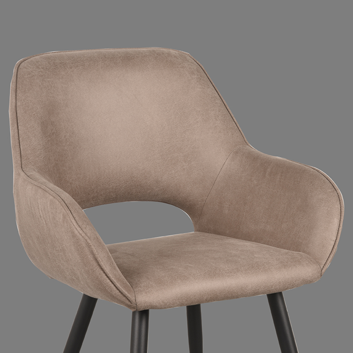 LABEL51 Eetkamerstoel Fer - Taupe - Micro Suede - Black Frame
