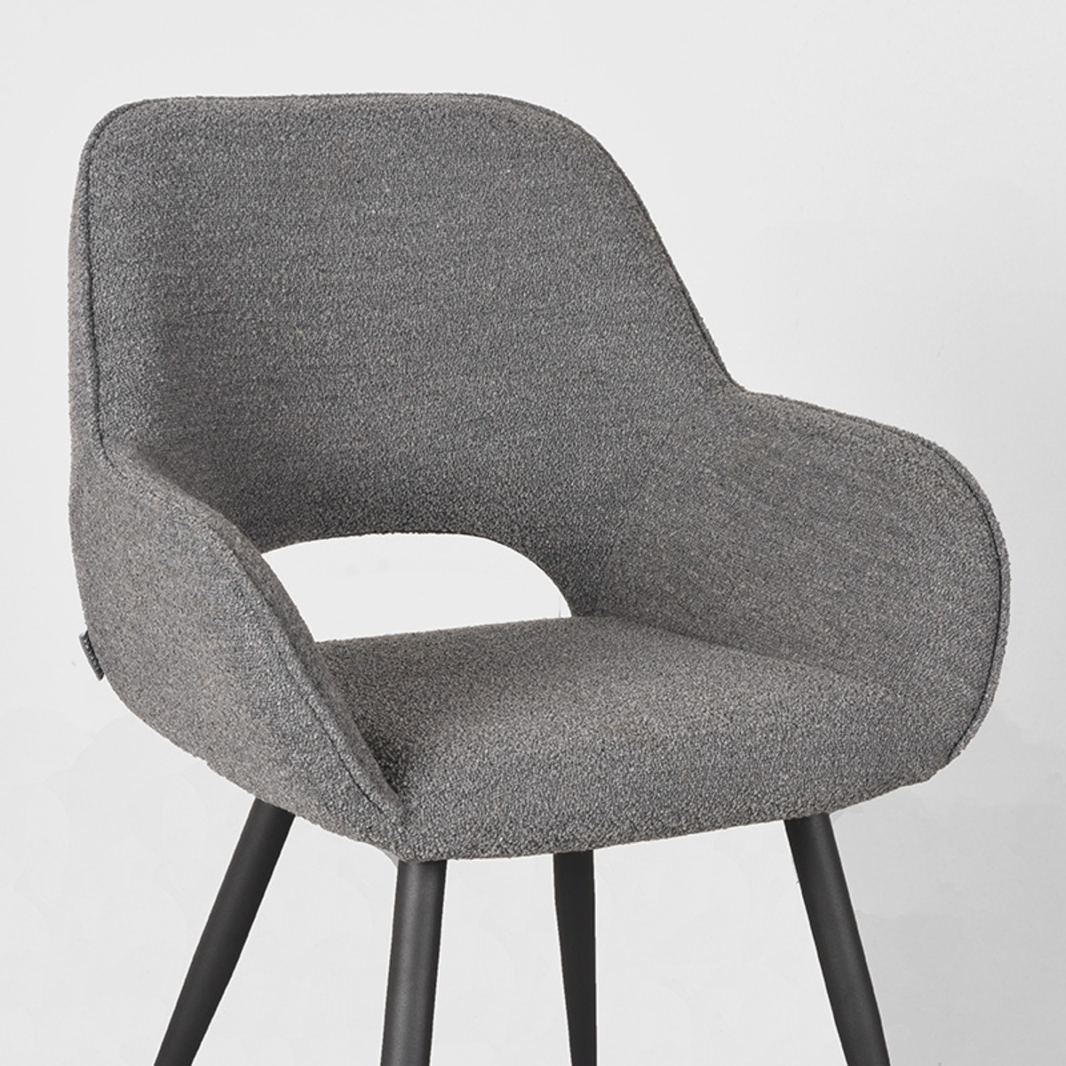 LABEL51 Eetkamerstoel Fer - Grijs - Boucle - Black Frame